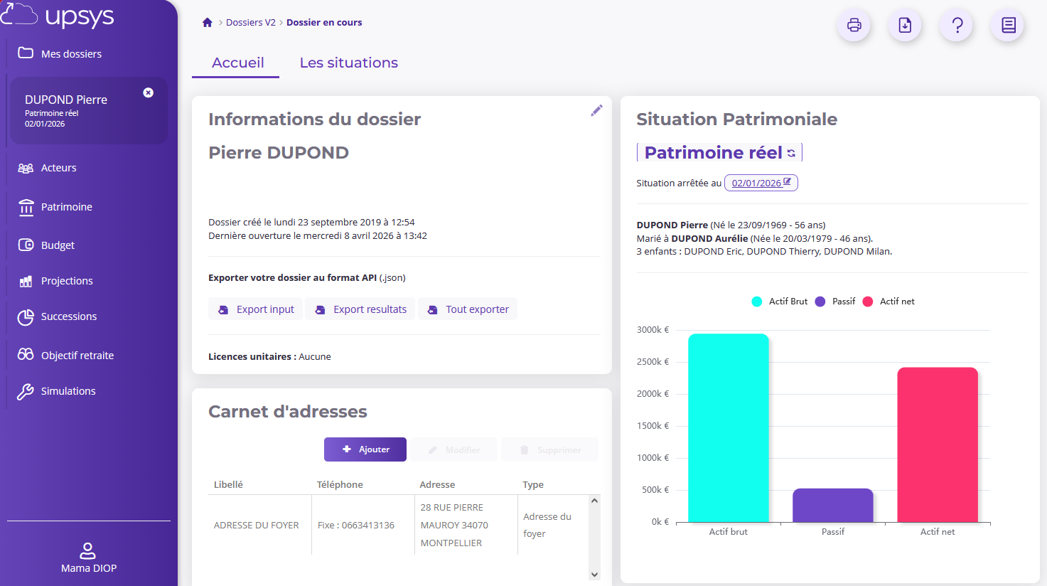 Simulation d'investissement upsys