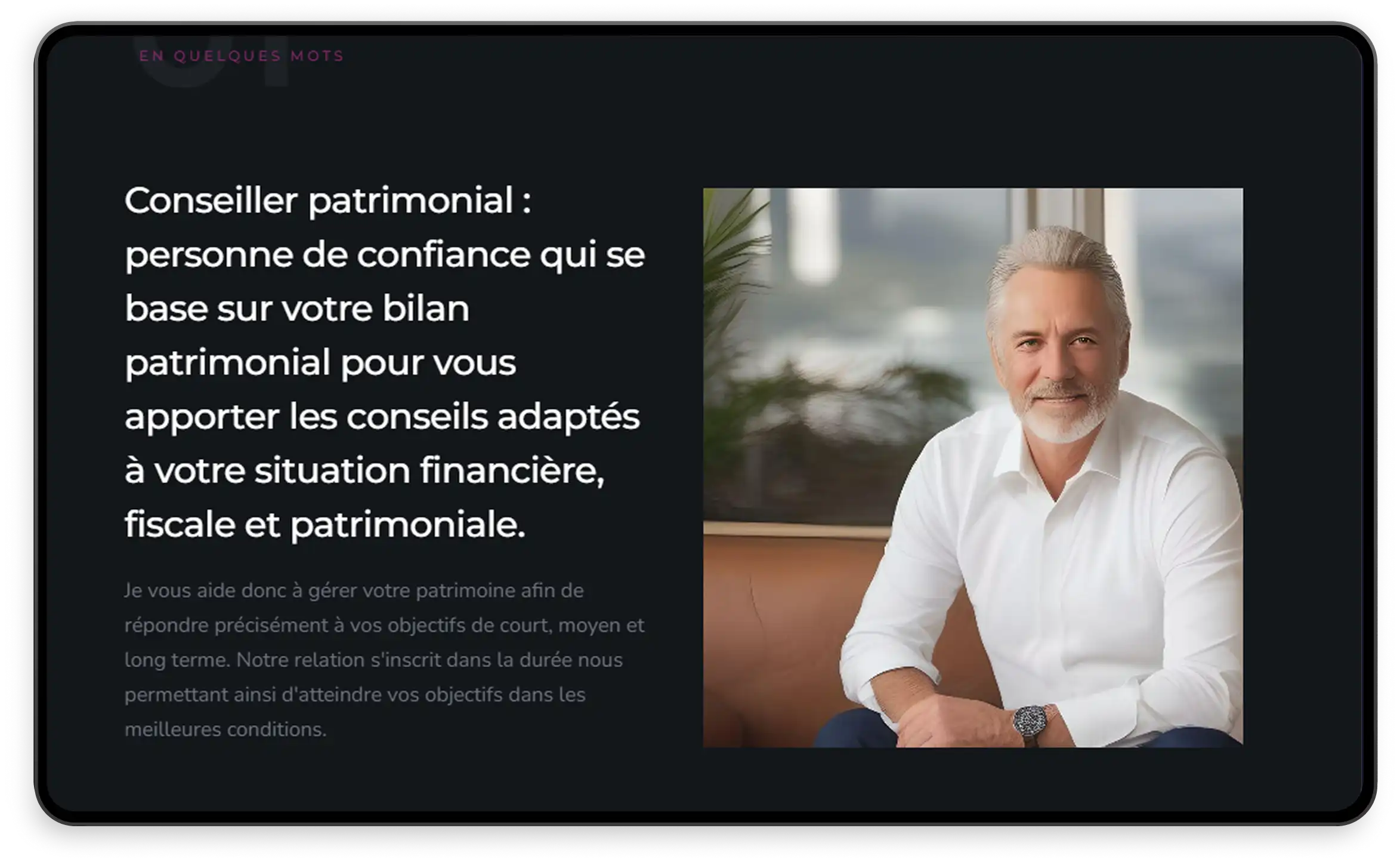 Site internet CGP créé avec Wizio pour un conseiller en gestion de patrimoine