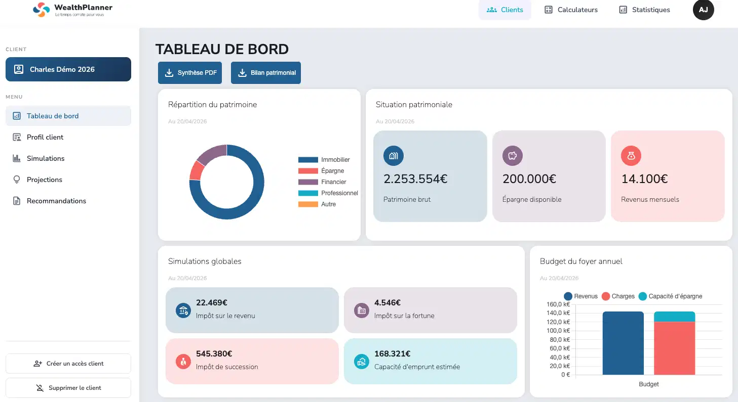 Wealthplanner interface